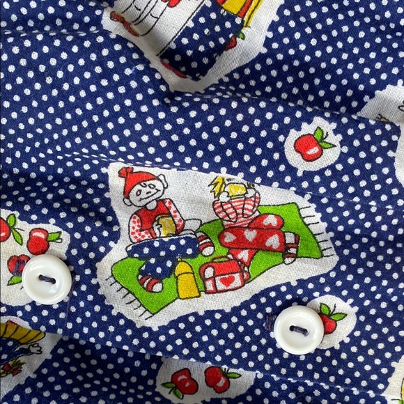 Blue with white polka dots, vintage Sears back to school dress, size 5. - Picture 8 of 16